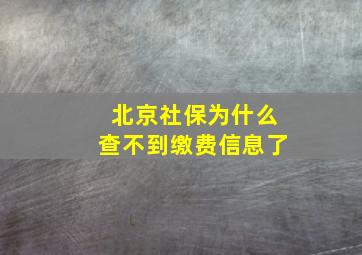 北京社保为什么查不到缴费信息了