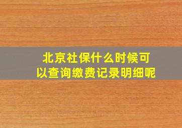 北京社保什么时候可以查询缴费记录明细呢