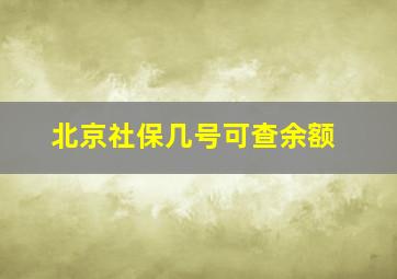 北京社保几号可查余额