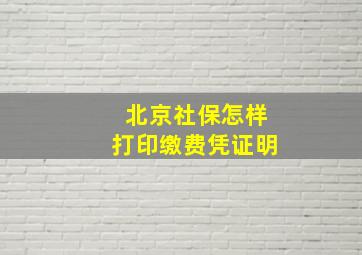 北京社保怎样打印缴费凭证明