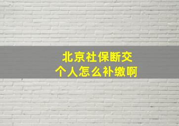 北京社保断交个人怎么补缴啊