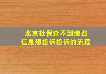 北京社保查不到缴费信息想投诉投诉的流程