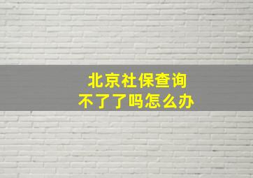 北京社保查询不了了吗怎么办