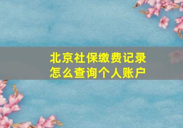 北京社保缴费记录怎么查询个人账户