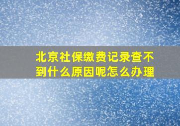 北京社保缴费记录查不到什么原因呢怎么办理