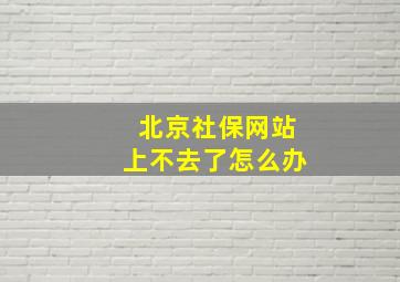 北京社保网站上不去了怎么办