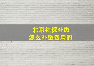 北京社保补缴怎么补缴费用的