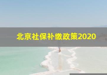 北京社保补缴政策2020