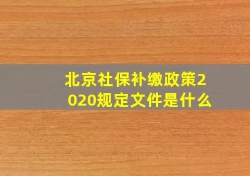 北京社保补缴政策2020规定文件是什么