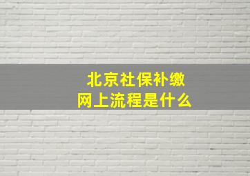 北京社保补缴网上流程是什么