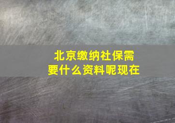 北京缴纳社保需要什么资料呢现在