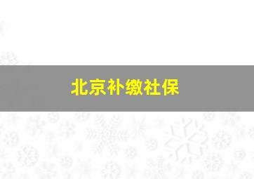 北京补缴社保