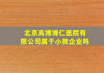 北京高博博仁医院有限公司属于小微企业吗