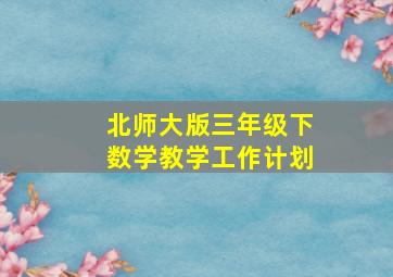 北师大版三年级下数学教学工作计划