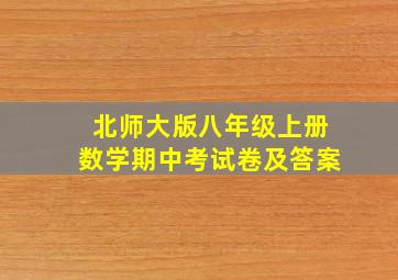 北师大版八年级上册数学期中考试卷及答案