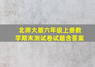 北师大版六年级上册数学期末测试卷试题含答案