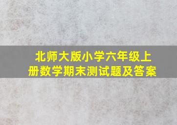 北师大版小学六年级上册数学期末测试题及答案