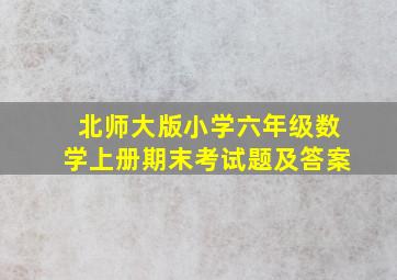 北师大版小学六年级数学上册期末考试题及答案