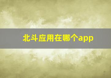 北斗应用在哪个app