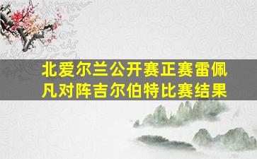 北爱尔兰公开赛正赛雷佩凡对阵吉尔伯特比赛结果