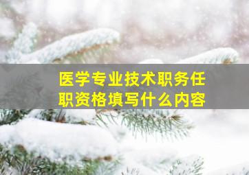 医学专业技术职务任职资格填写什么内容