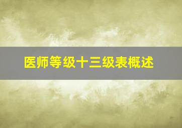 医师等级十三级表概述