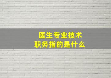 医生专业技术职务指的是什么