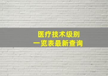 医疗技术级别一览表最新查询