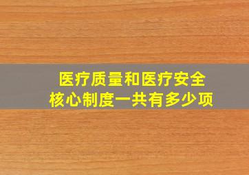 医疗质量和医疗安全核心制度一共有多少项