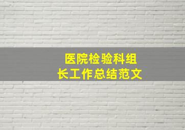 医院检验科组长工作总结范文