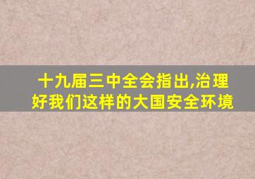 十九届三中全会指出,治理好我们这样的大国安全环境