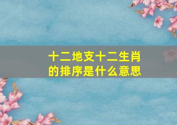 十二地支十二生肖的排序是什么意思