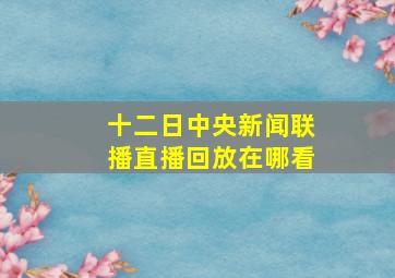 十二日中央新闻联播直播回放在哪看