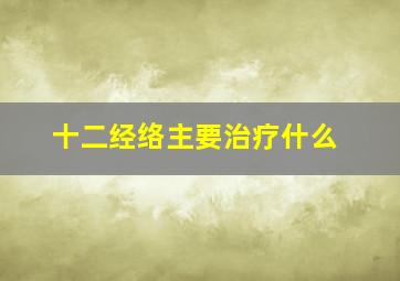 十二经络主要治疗什么