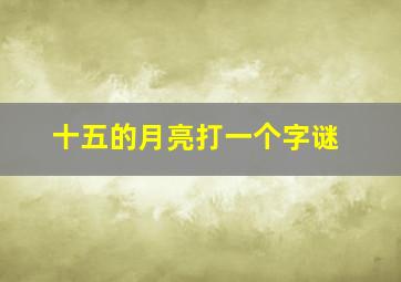 十五的月亮打一个字谜