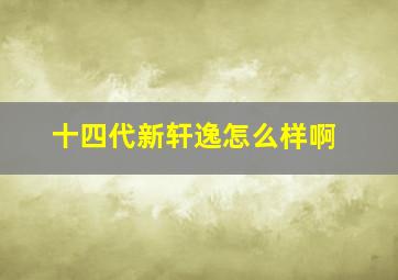 十四代新轩逸怎么样啊