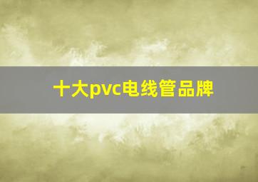 十大pvc电线管品牌