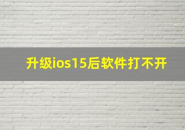 升级ios15后软件打不开