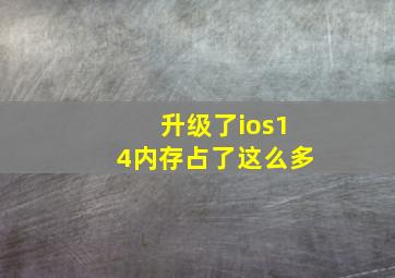 升级了ios14内存占了这么多