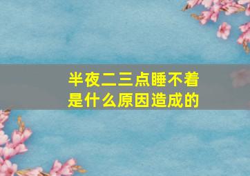 半夜二三点睡不着是什么原因造成的