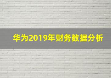 华为2019年财务数据分析