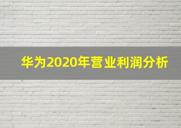 华为2020年营业利润分析