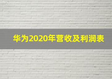 华为2020年营收及利润表