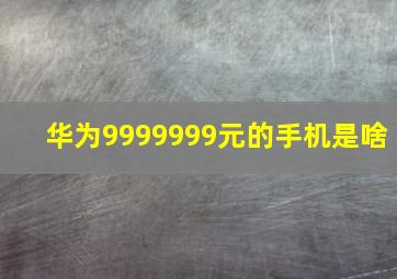 华为9999999元的手机是啥