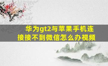 华为gt2与苹果手机连接接不到微信怎么办视频