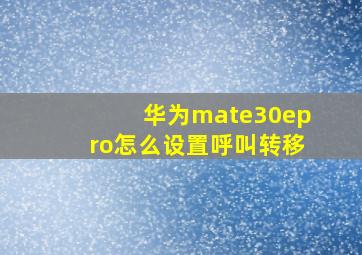 华为mate30epro怎么设置呼叫转移