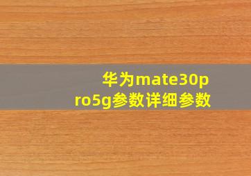 华为mate30pro5g参数详细参数