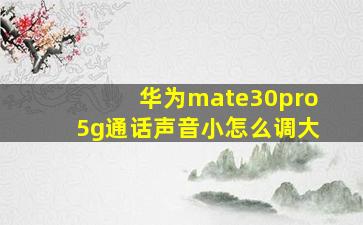 华为mate30pro5g通话声音小怎么调大