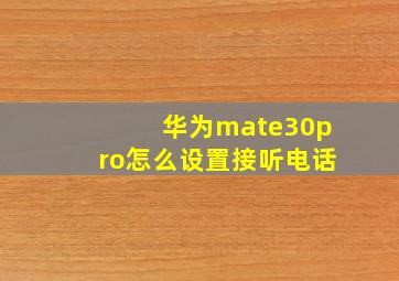 华为mate30pro怎么设置接听电话