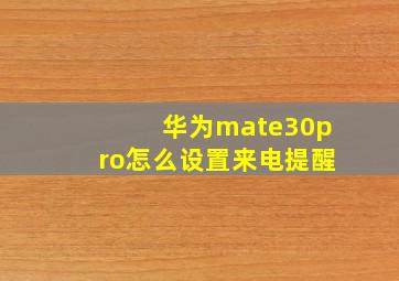 华为mate30pro怎么设置来电提醒